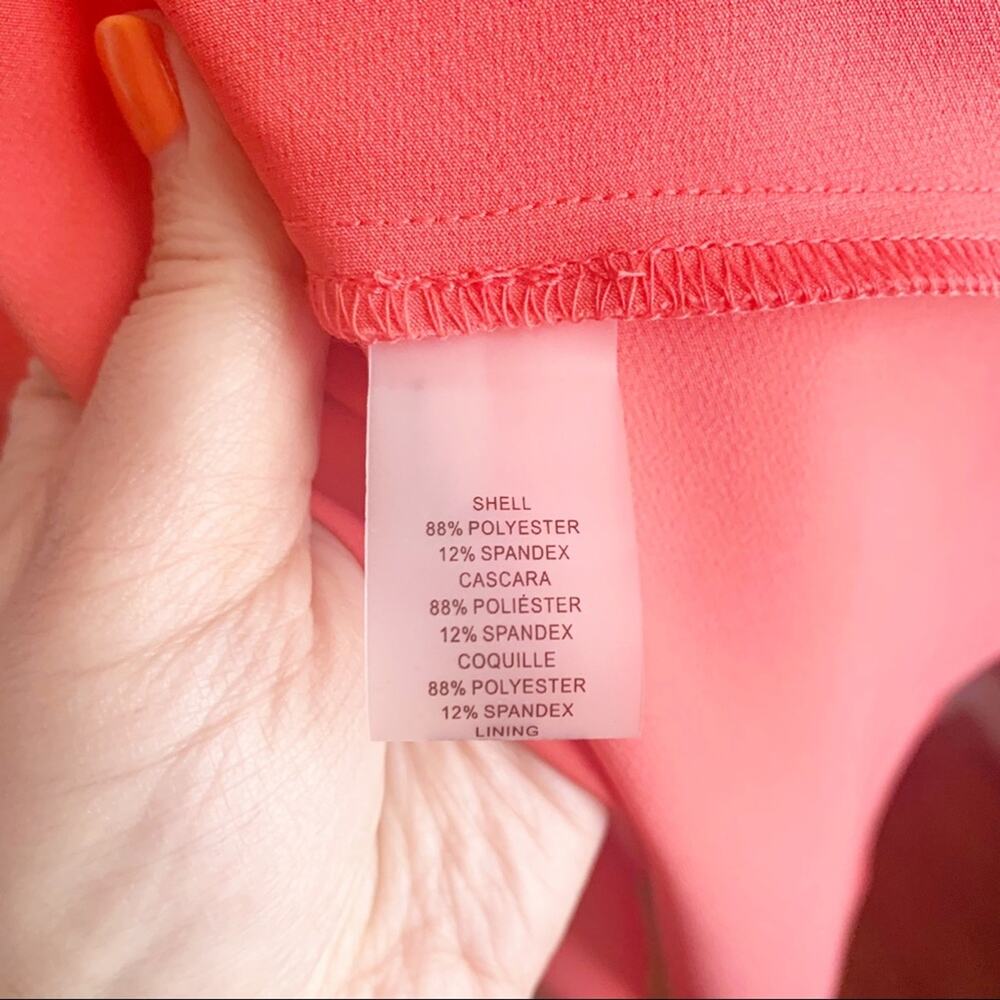 Vince Camuto Laguna Crepe Halter Mock Neck High Low Sleeveless Dress Coral NWT 8 - Picture 12 of 13